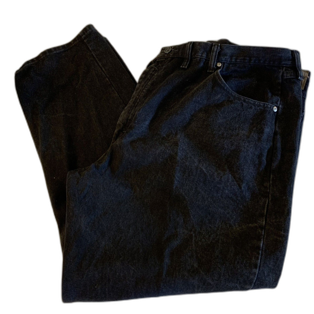 44x30 Mens Work Wrangler Relaxed Fit Jeans Black Straight Leg 100% Cotton